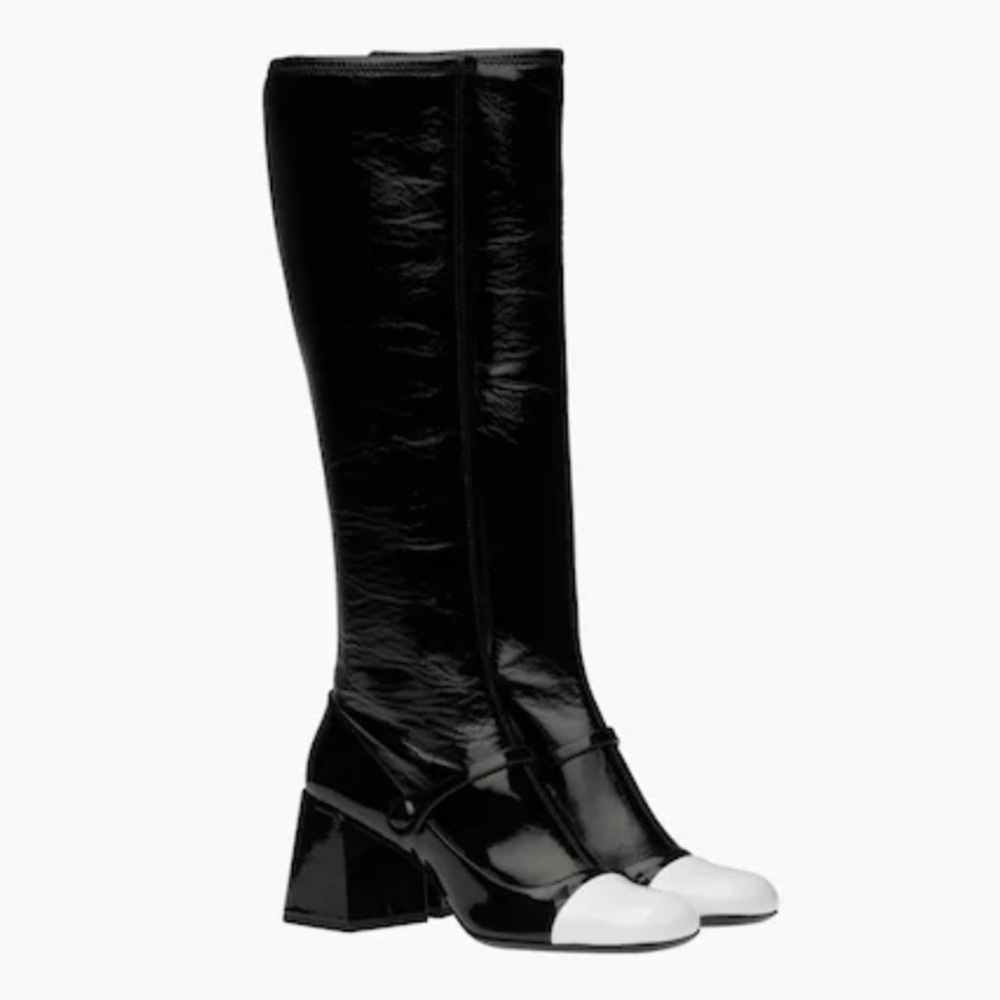 Miu Miu Patent Leather Cap Toe Boots